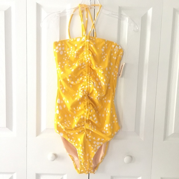 Other - Women's yellow polka dot halter neck swimsuit
